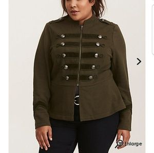 Embellished Zip Front Military Jacket